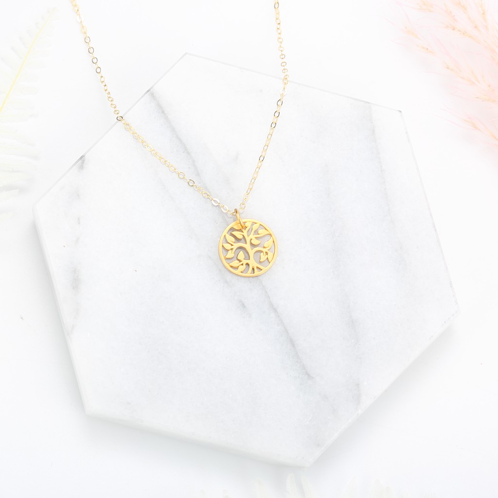 【Angel & Me】Tree of Life s925 sterling silver 24k gold plated necklace gift, , large