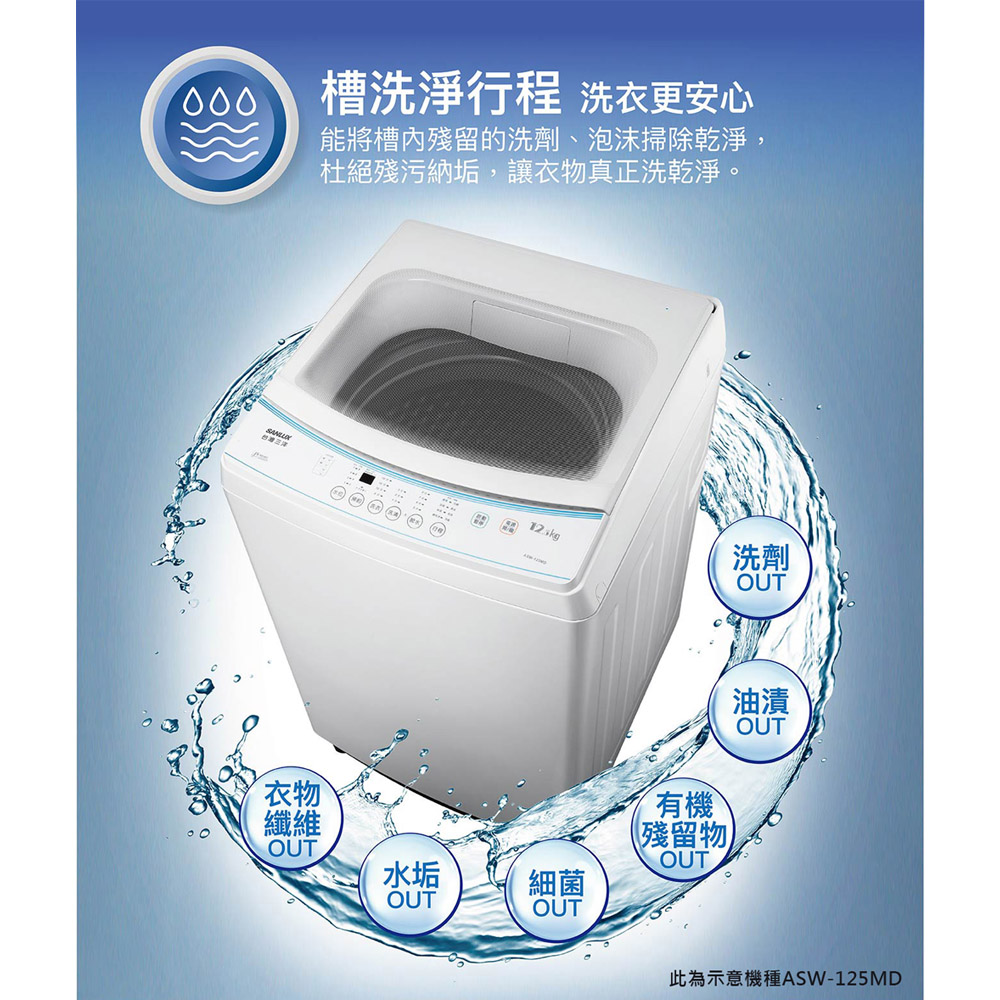 SANLUX 台灣三洋 10kg 直立式定頻洗衣機 ASW-100HTB, , large