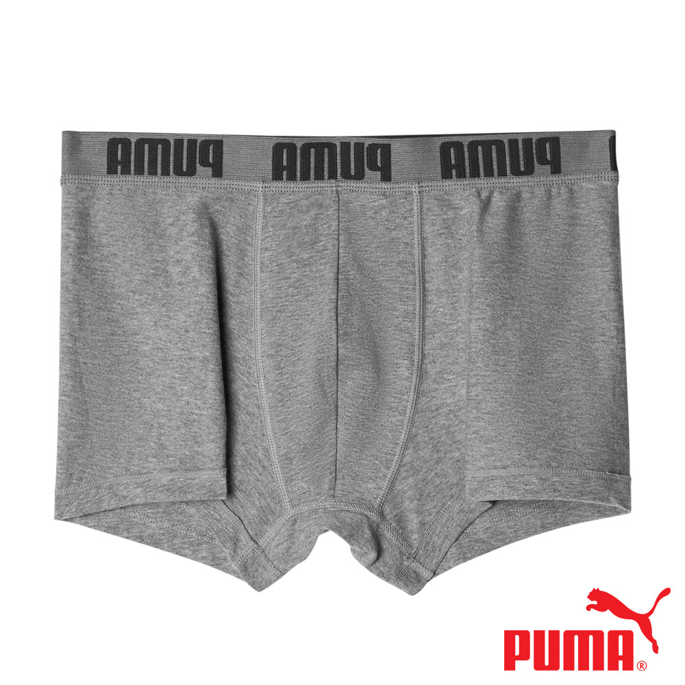 PUMA 平口內褲 1件組 彪馬 跳豹 男內褲 平角內褲 修身 防捲邊 貼合 耐穿 柔軟 棉質 排汗 透氣 抗菌 黑 灰, , large