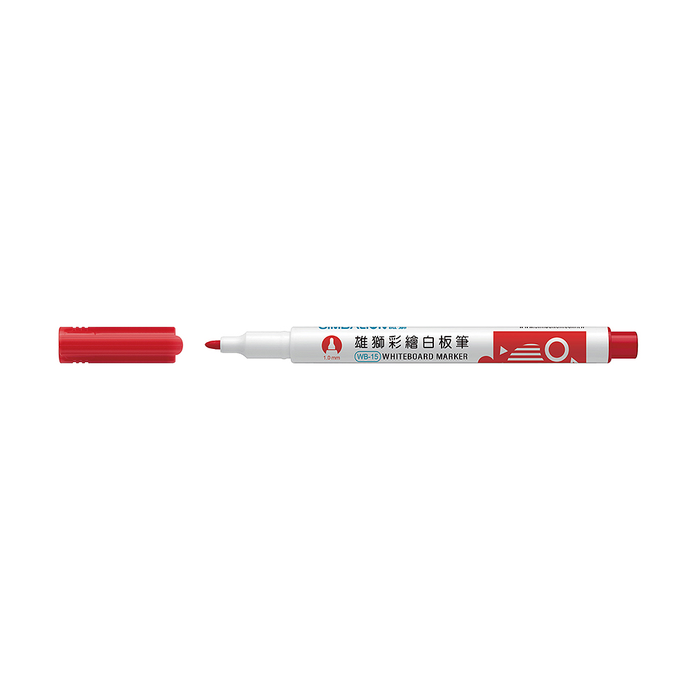【龍品文創】 雄獅 WB-15 彩繪酒精性白板筆 紅色 12支 1.0mm 環保白板筆 SIMBALION, , large