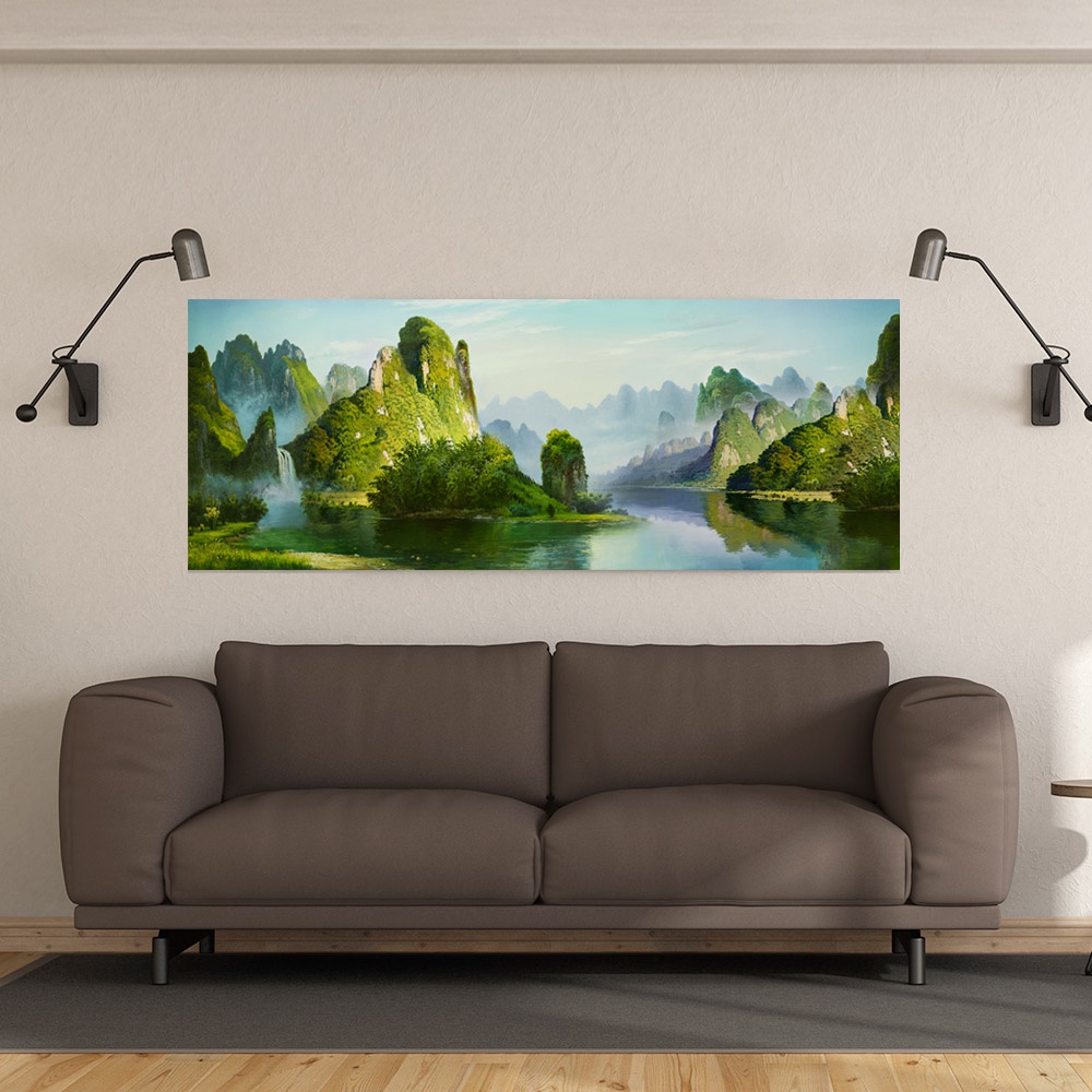 【御畫房】桂林山水 國家一級畫師手繪油畫60&times;120cm(VF-42), , large