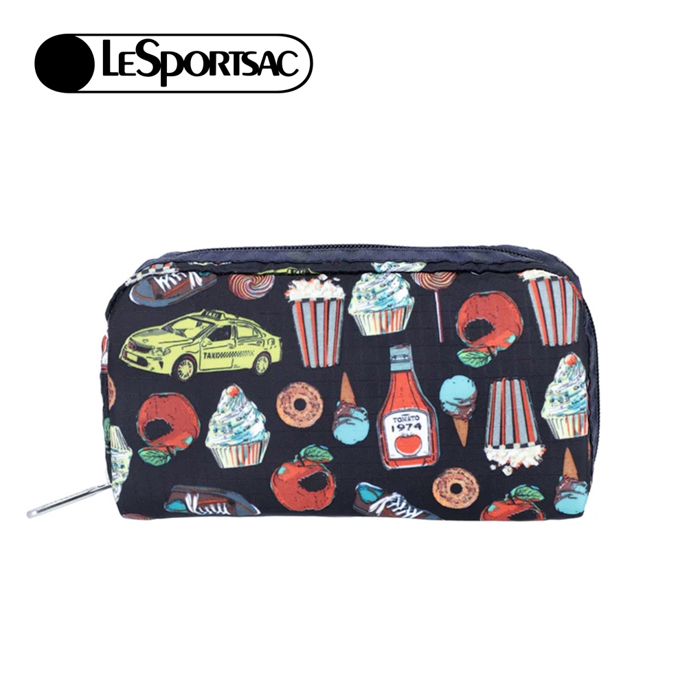 |快速出貨|Lesportsac Rectangular Cosmetic 長形化妝包/ 紐約美食插畫風, , large