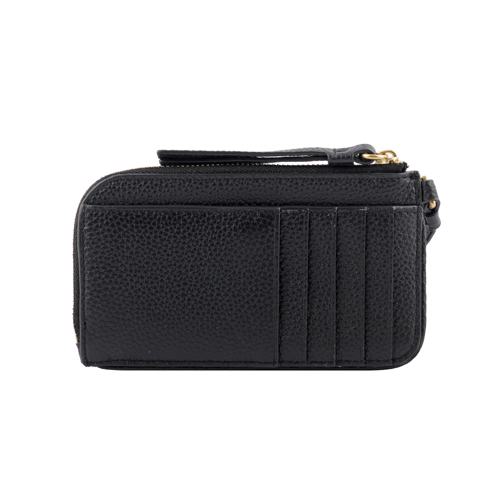 TORY BURCH Miller 附提把拉鍊卡片夾/零錢包/黑色, , large