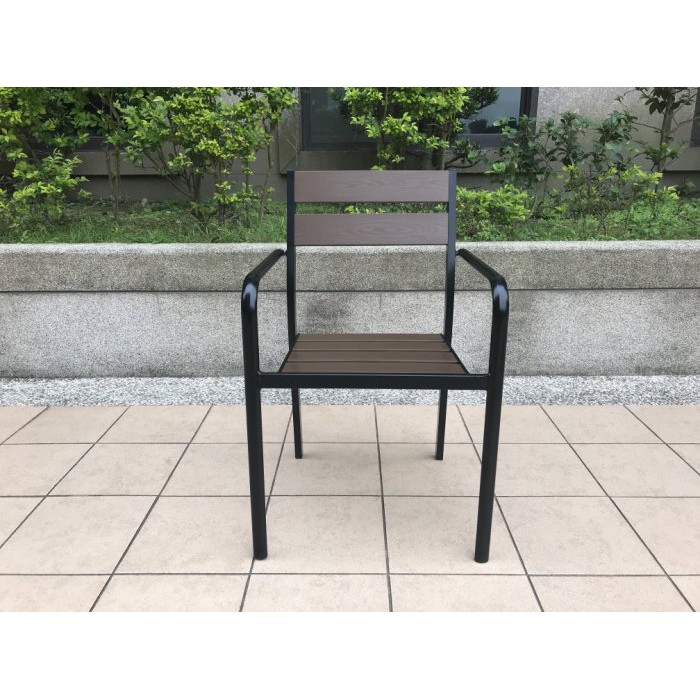 【BROTHER兄弟牌】90cm-105公分鋁合金塑木圓桌+4張塑木椅(深咖啡色)-室外鋁框不生鏽耐用, , large