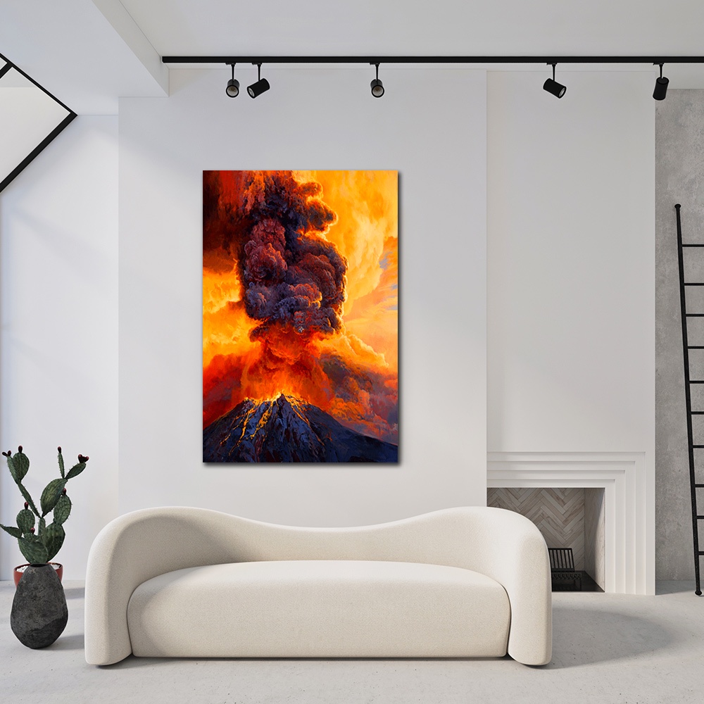 【御畫房】火山爆發 國家一級畫師手繪油畫60&times;90cm(VF-24), , large