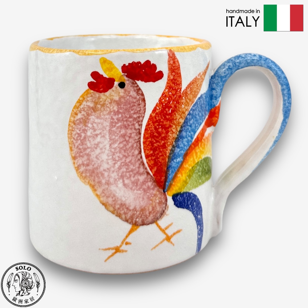 【SOLO Vintage】Modigliani Italian Pottery 380ml Mug Coffee Mug Wine Mug Lucky Rooster Series Handmade Made in Italy, , large