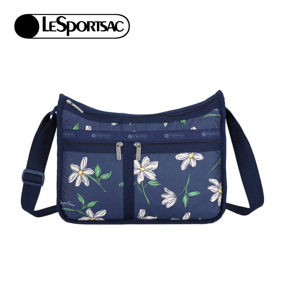 Lesportsac Deluxe Everyday Bag 經典斜背包 側背包 通勤旅行包 女包 男包(海軍藍花卉), , large