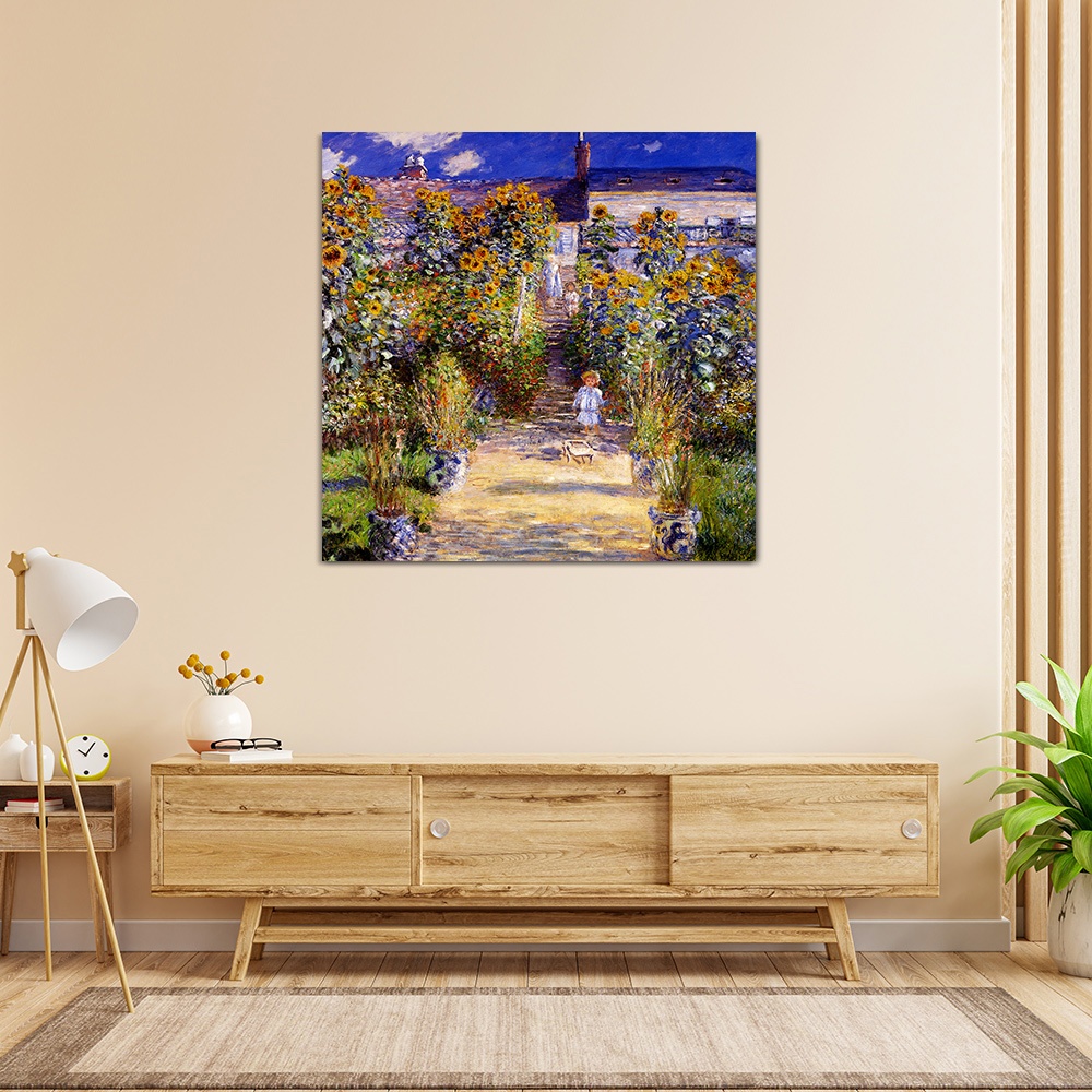 【御畫房】莫奈的花園 國家一級畫師手繪油畫80&times;80cm(VF-171), , large