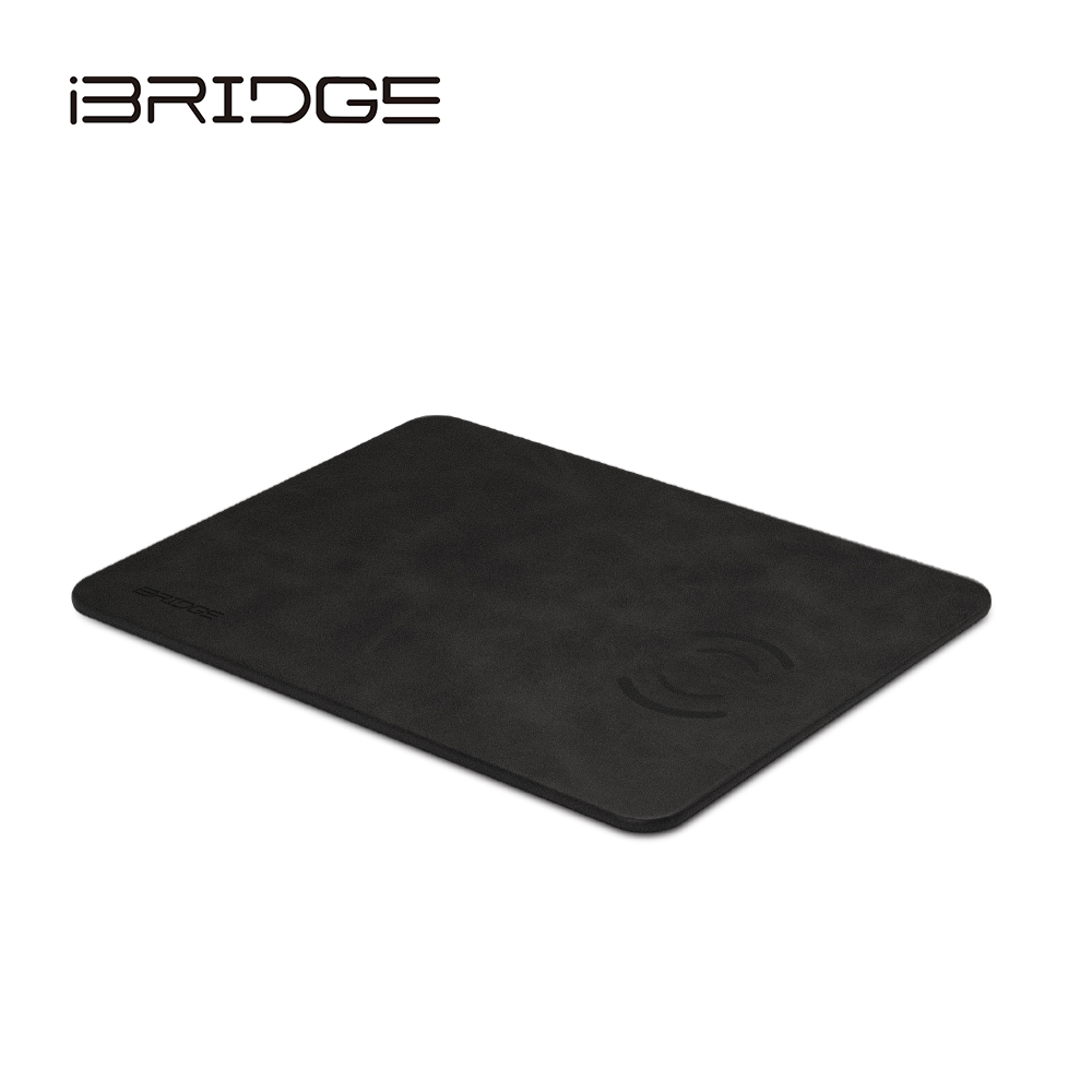 iBRIDGE 10W+Apple 7.5W Fast Charge Qi Wireless Charging Leather Mouse Pad - Black, , large