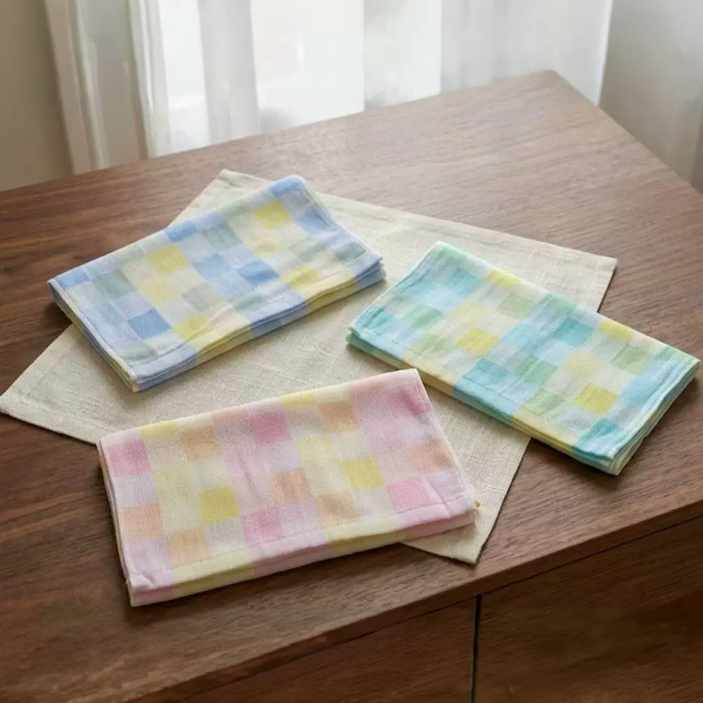 [Kaimei Cotton Industry] Colorful plaid cotton gauze adult towel double-layer gauze adult towel seven randomly selected groups, , large