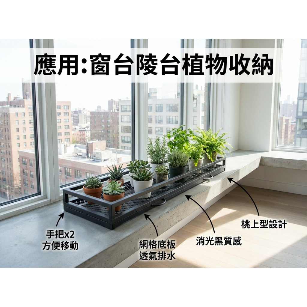 【 SHAONIANNA.TW 】桌上型盆栽鐵架 120&times;55cm｜金屬材質 大容量｜附接水盤＋護欄防倒 手把&times;2, , large