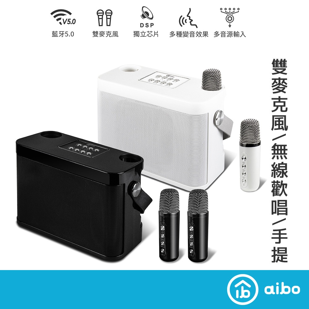 aibo 藍牙無線 雙麥克風K歌音箱【現貨】合格認證 迷你KTV 卡拉OK K歌神器 藍牙音響 行動KTV 藍牙喇叭, , large