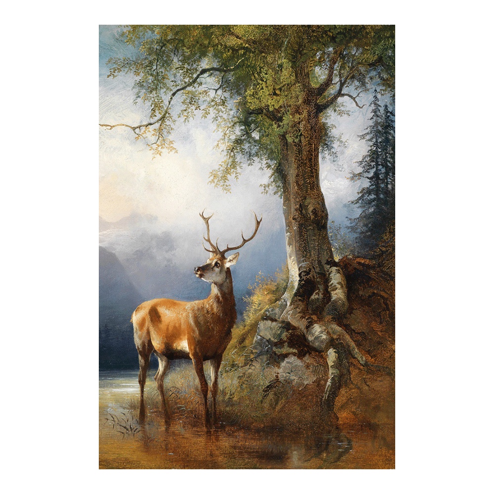 【御畫房】梅花鹿 國家一級畫師手繪油畫60&times;90cm(VF-26), , large