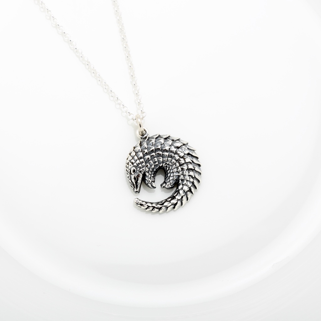 【Angel & Me】Cute Pangolin s925 sterling silver necklace Birthday gift, , large