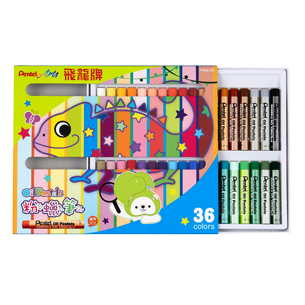 Pentel 飛龍文具 粉蠟筆 PHN912色 PHN9-12, , large
