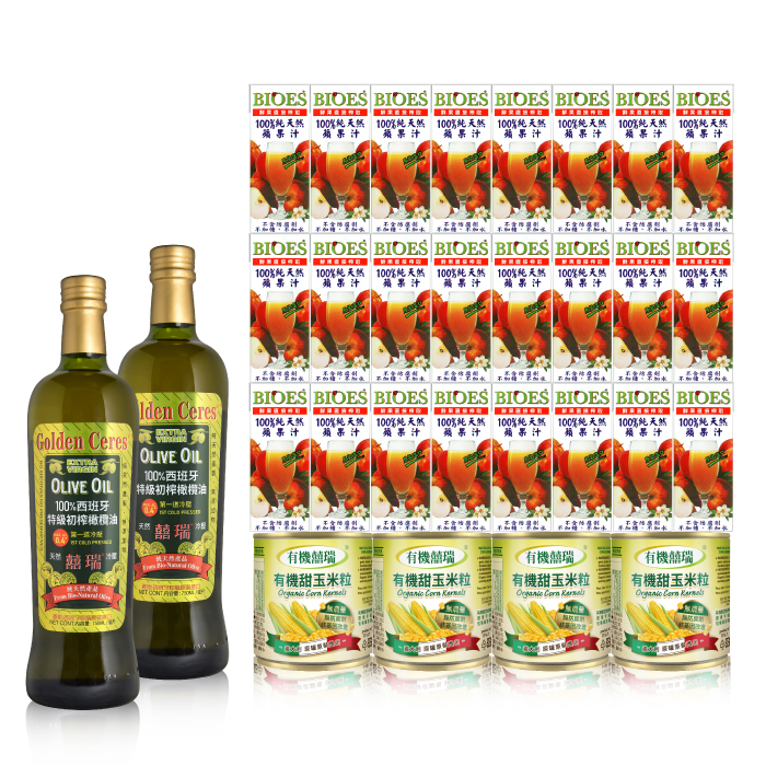 【囍瑞BIOES】中元澎湃拜拜組$1599(蘋果汁+特級橄欖油+玉米粒), , large