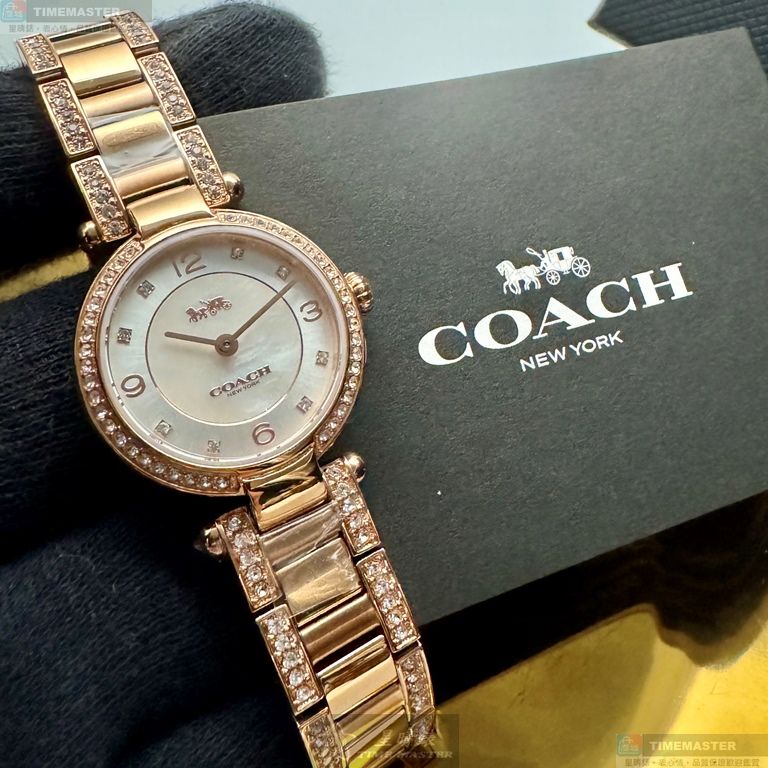 [星晴錶業]COACH手錶,26mm,CH00250白色錶面玫瑰金錶殼玫瑰金色精鋼錶帶款, , large