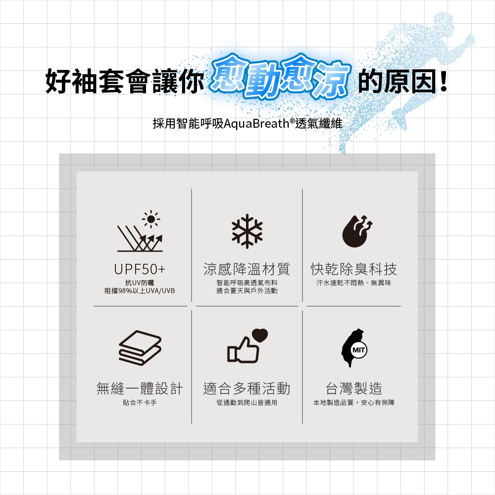 【巧奇】多款式任選 | MIT UPF50+降溫運動袖套/涼感袖套/防曬袖套/透氣快乾/抗UV/涼爽不悶熱, , large