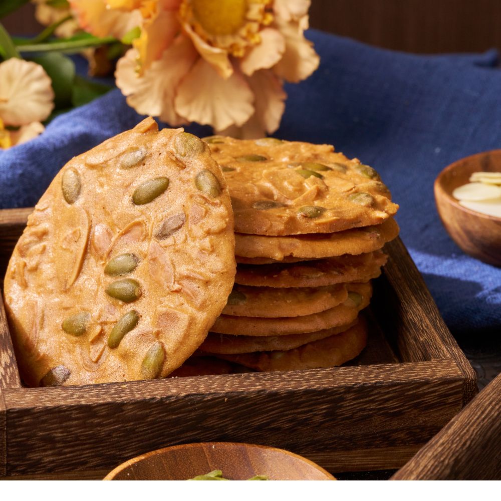 Almond Pumpkin Crispy Tile 3-Pack + 1 Bonus Pack | Dual-Nut Handmade Cookie Gift【ChouChou Enterprise】, , large