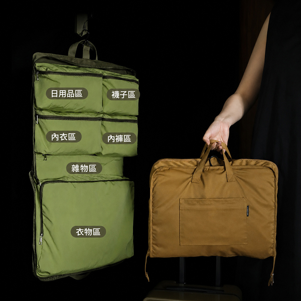 lussuoso｜六合一可套拉桿旅行收納包, 茶褐色, large