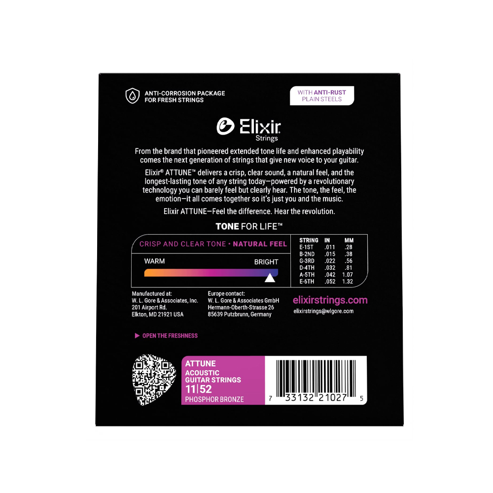 Elixir 21027 Attune 超薄包覆 11-52 磷青銅 木吉他弦【敦煌樂器】, , large