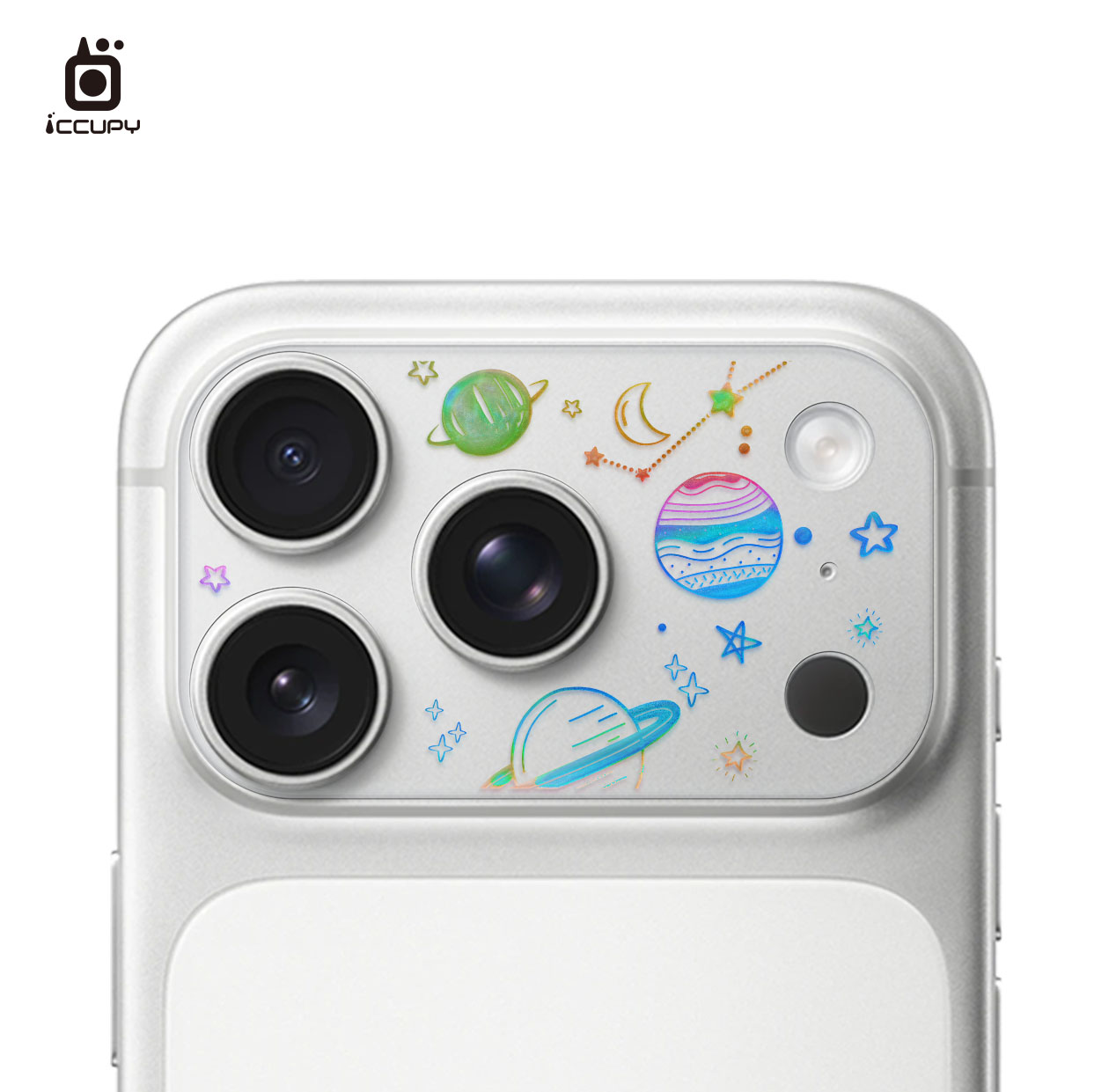 【山水之寶】iCCUPY iPhone17Pro/17ProMax彩繪鏡頭底座貼 極光晶雕系列霧面鏡頭底座膜（不含鏡頭貼）附擦拭布＋刮板, , large