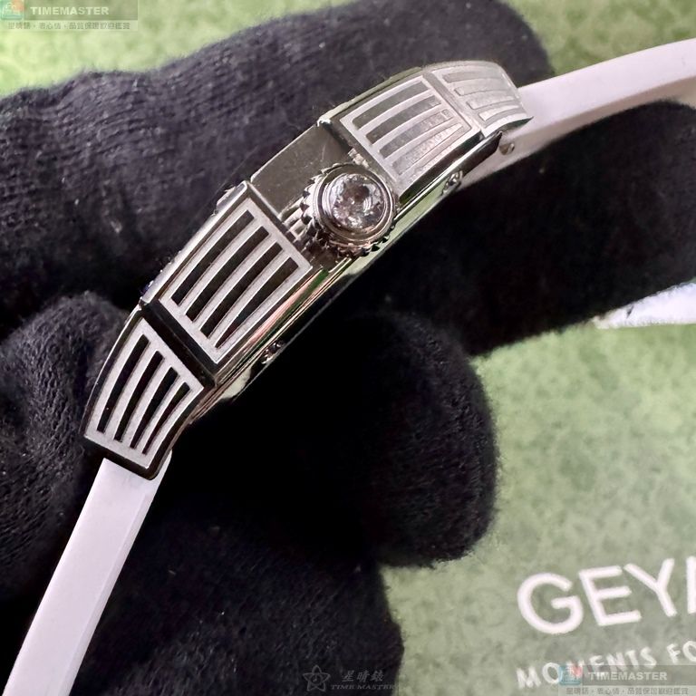 [星晴錶業]GEYA手錶,36mm, 44mm,G76221LWW白色錶面銀錶殼白矽膠錶帶款, , large