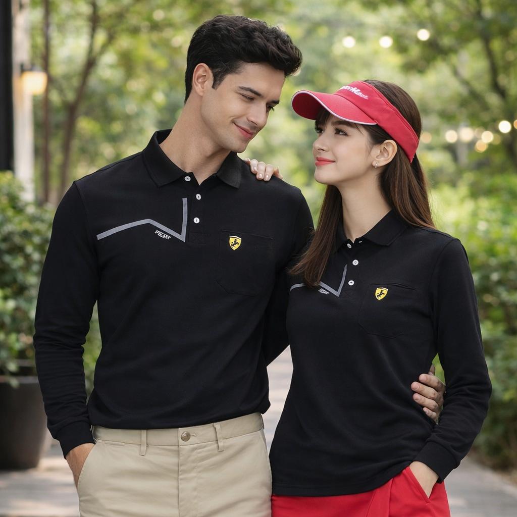  【FALALI】Long Short-sleeved cooling polo shirt - Men's (black), , large