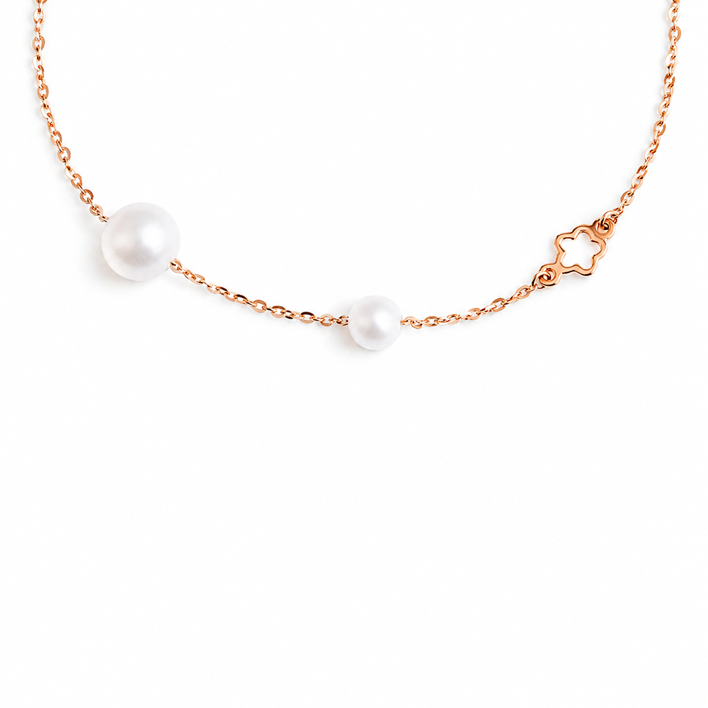 【A'jane】 18K玫瑰金 柔光花語 珍珠手鍊 A052503-001, , large