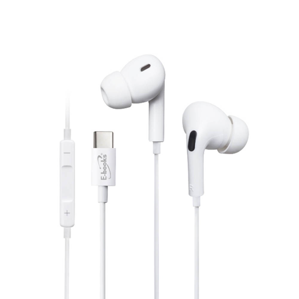 E-BOOKS SS41 Type C In-Ear In-Ear Headphones Soft Silicone Ear Caps Built-in Microphone for iPhone15 & Android, , large