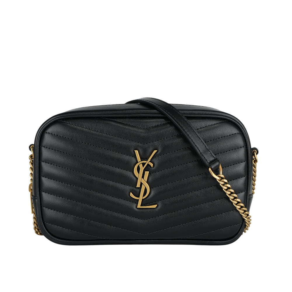 YSL Mini Lou 金字V紋小牛皮相機包/斜背包/黑色, , large