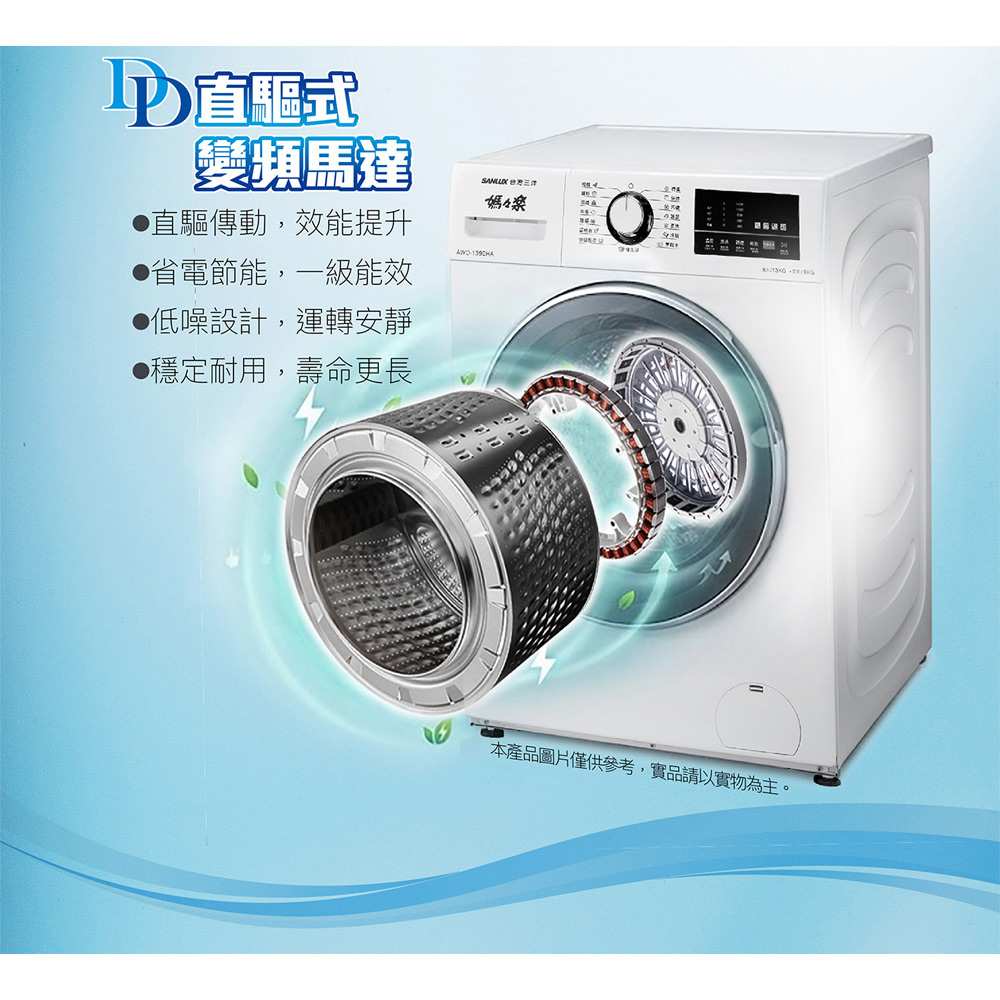 SANLUX 台灣三洋 13公斤滾筒全自動洗衣乾衣機 AWD-1390HA, , large