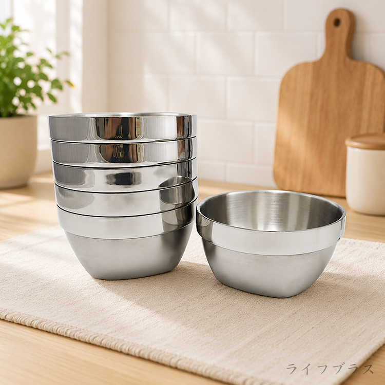 米雅可經典316不鏽鋼方形雙層隔熱碗-12cm-6入x1盒, , large