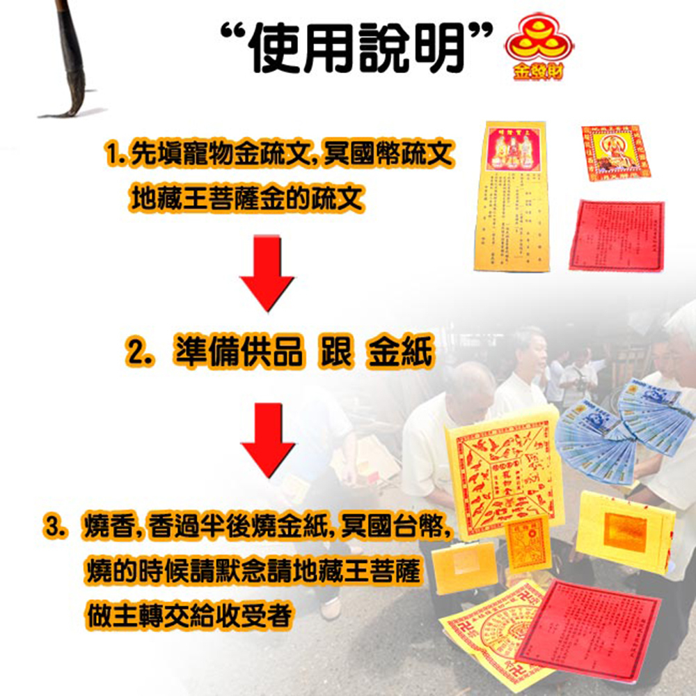 【金發財金紙】普渡家畜寵物-家畜寵物金冥國台幣組合-含冥國台幣千於面額500張-2入組, , large