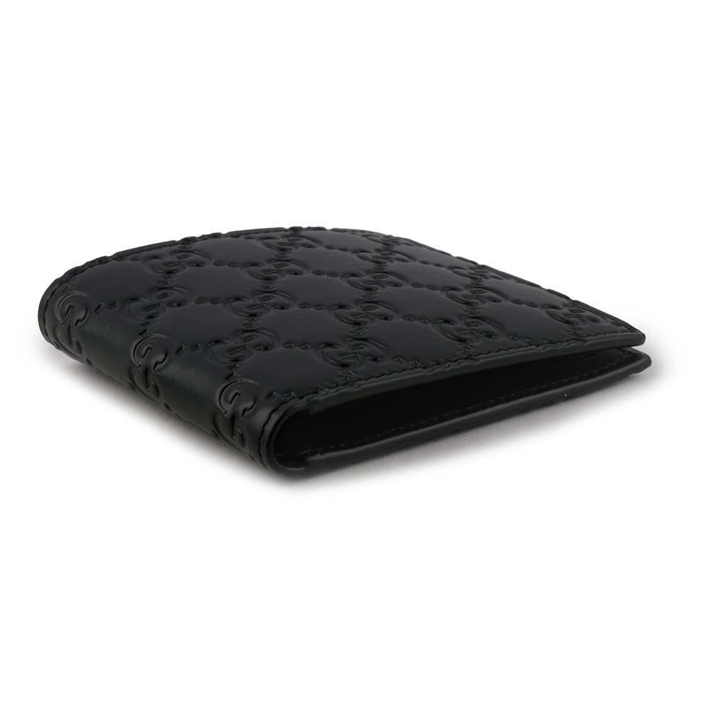 GUCCI GG Logo 大標誌壓印牛皮對開8卡短夾/黑色, , large