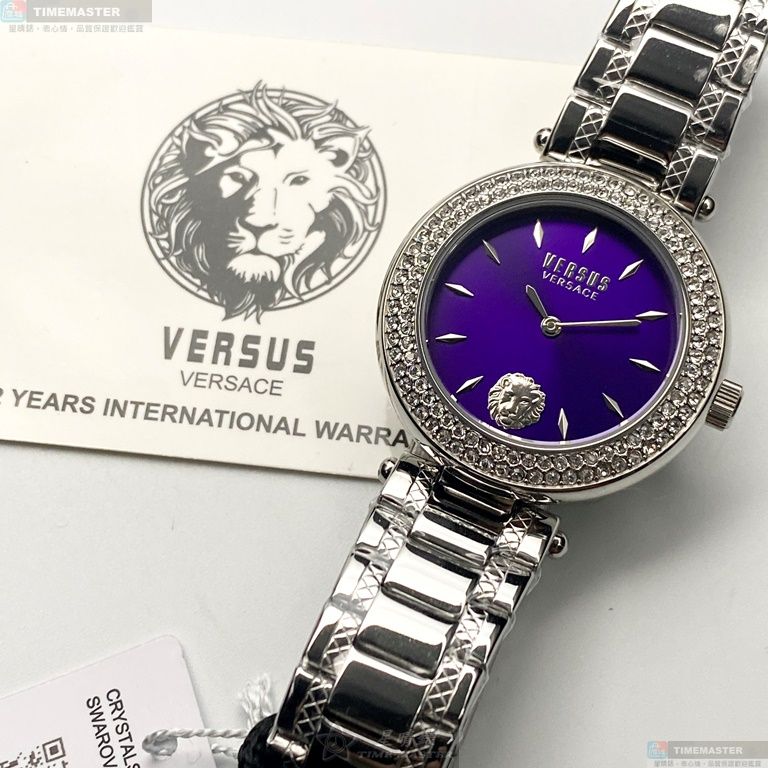 [星晴錶業]VERSUS VERSACE手錶,36mm,VV00366紫藍錶面銀錶殼銀色精鋼錶帶款, , large