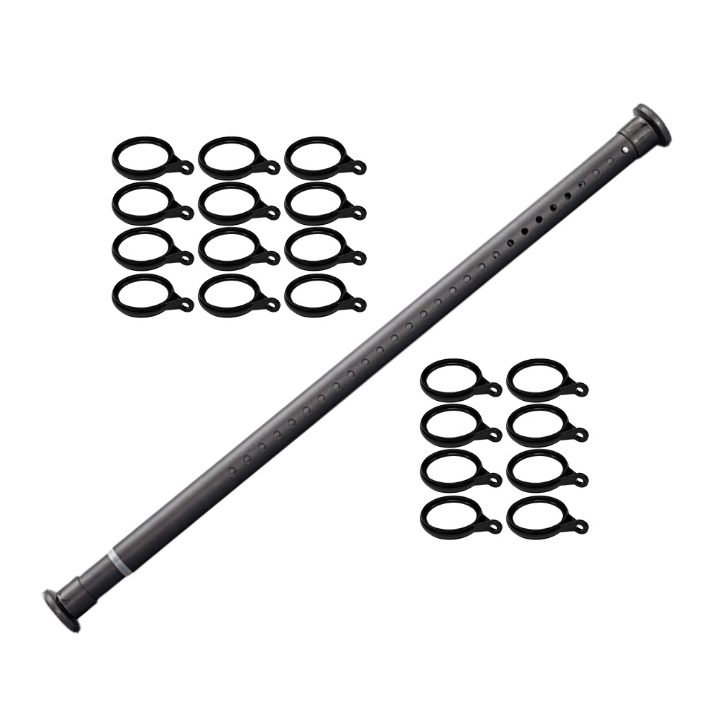 No-drill telescopic pole - matte black - 3.1-3.6 meters (includes 20 lifting rings), , large