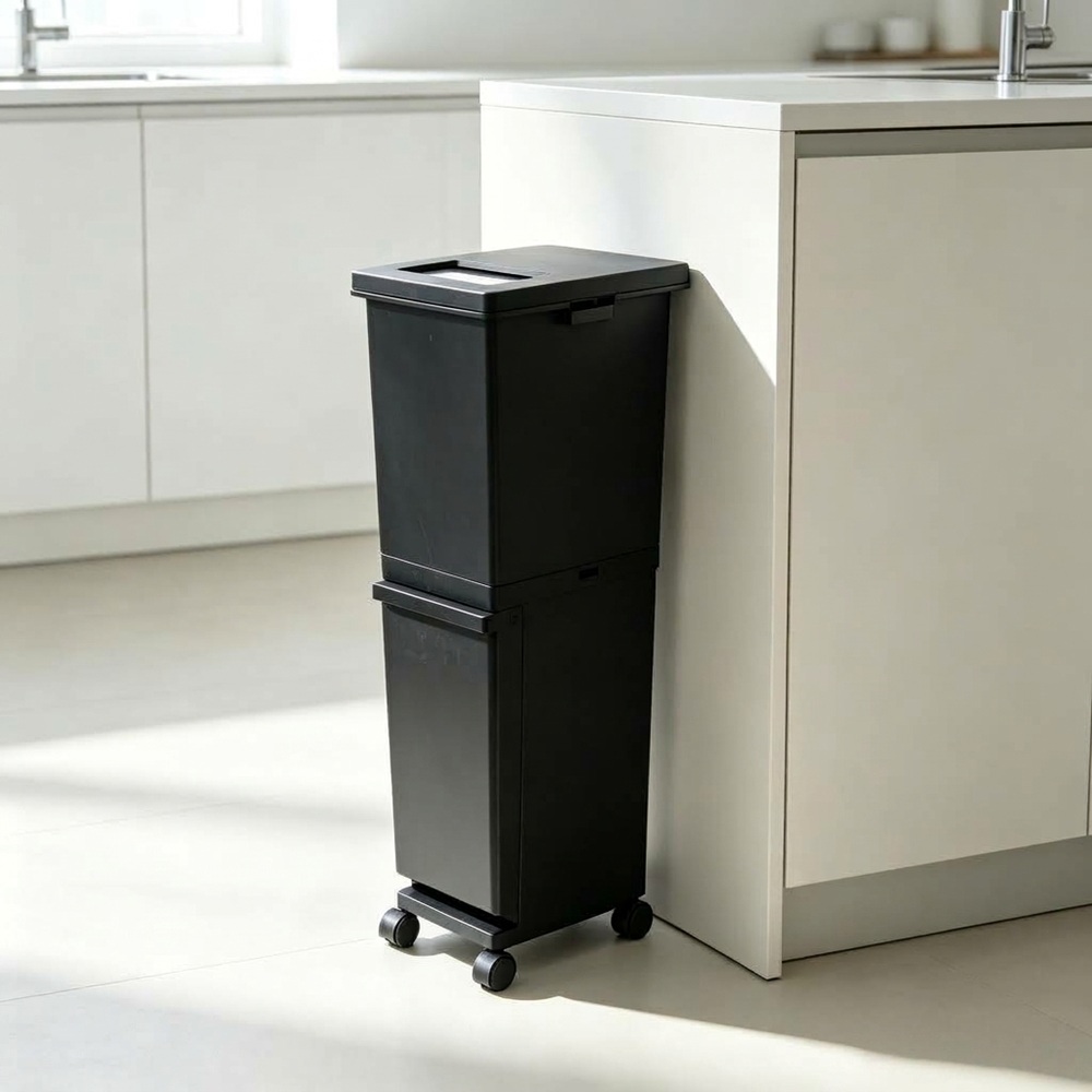 【this-this】日本TONBO｜UNEED系列雙層雙用型分類附輪垃圾桶36L, , large