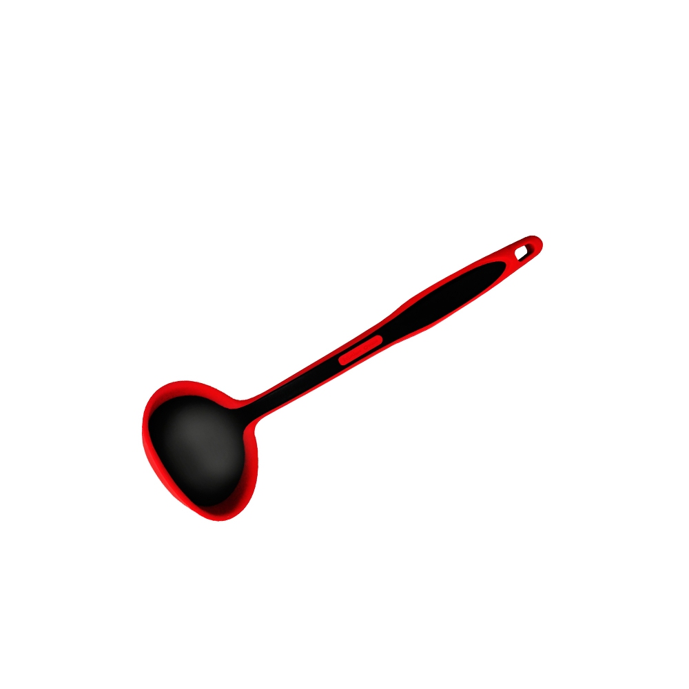 [American Mother Goose] MG super heat-resistant red and black silicone series kitchen utensils 3-piece set (pot spoon, large soup spoon), , large