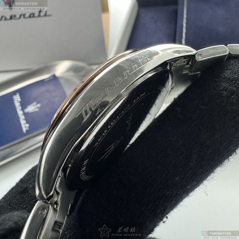 [星晴錶業]MASERATI手錶,42mm,R8853151002黑色錶面玫瑰金錶殼金銀相間精鋼錶帶款, , large