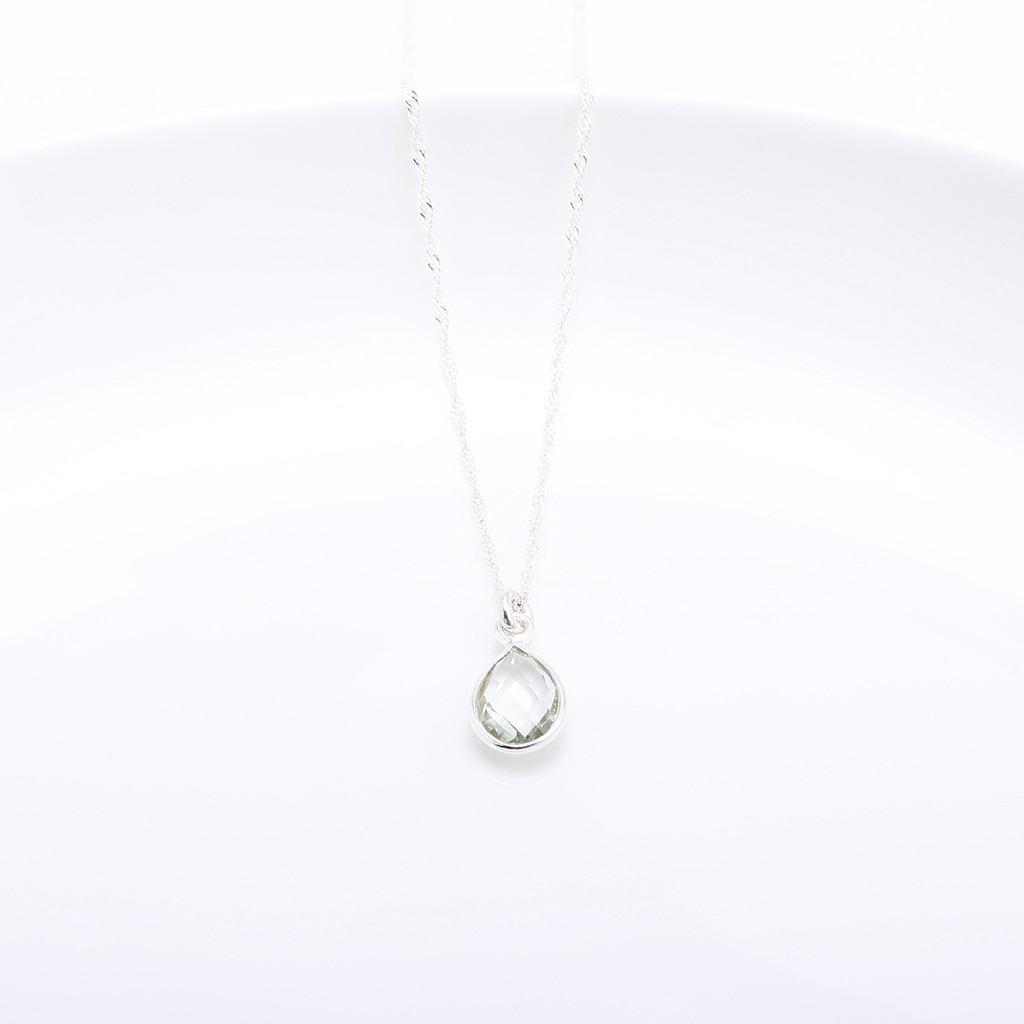 【Angel & Me】Natural Green Crystal Quartz Raindrop s925 sterling silver necklace, , large