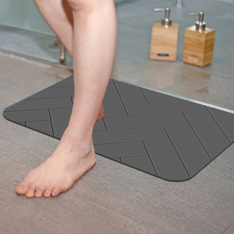 【Monster】 Soft Diatomaceous Earth Absorbent Mat &ndash; Slate Pattern Series (60x40cm) &ndash; Mineral Gray, , large