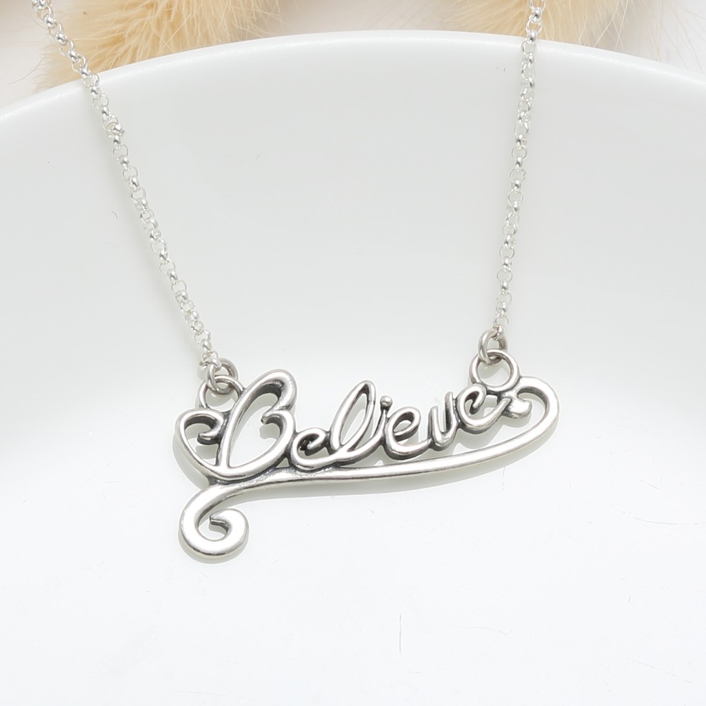 【Angel & Me】Believe hope s925 sterling silver necklace Birthday gift, , large