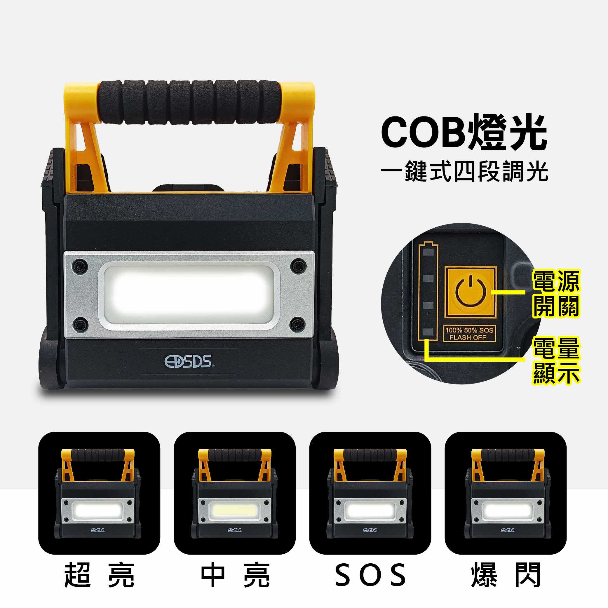 鉅玉經典｜30W 手提式探照燈 探照燈 18650 LED 手電筒 USB 工作燈 露營 手提 COB HK-G775, , large