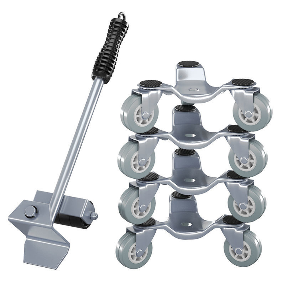Heavy-duty 360&deg; swivel casters, silver five-piece set, moving essential, heavy object mover, labor-saving furniture moving mat, pulley, transporter., , large
