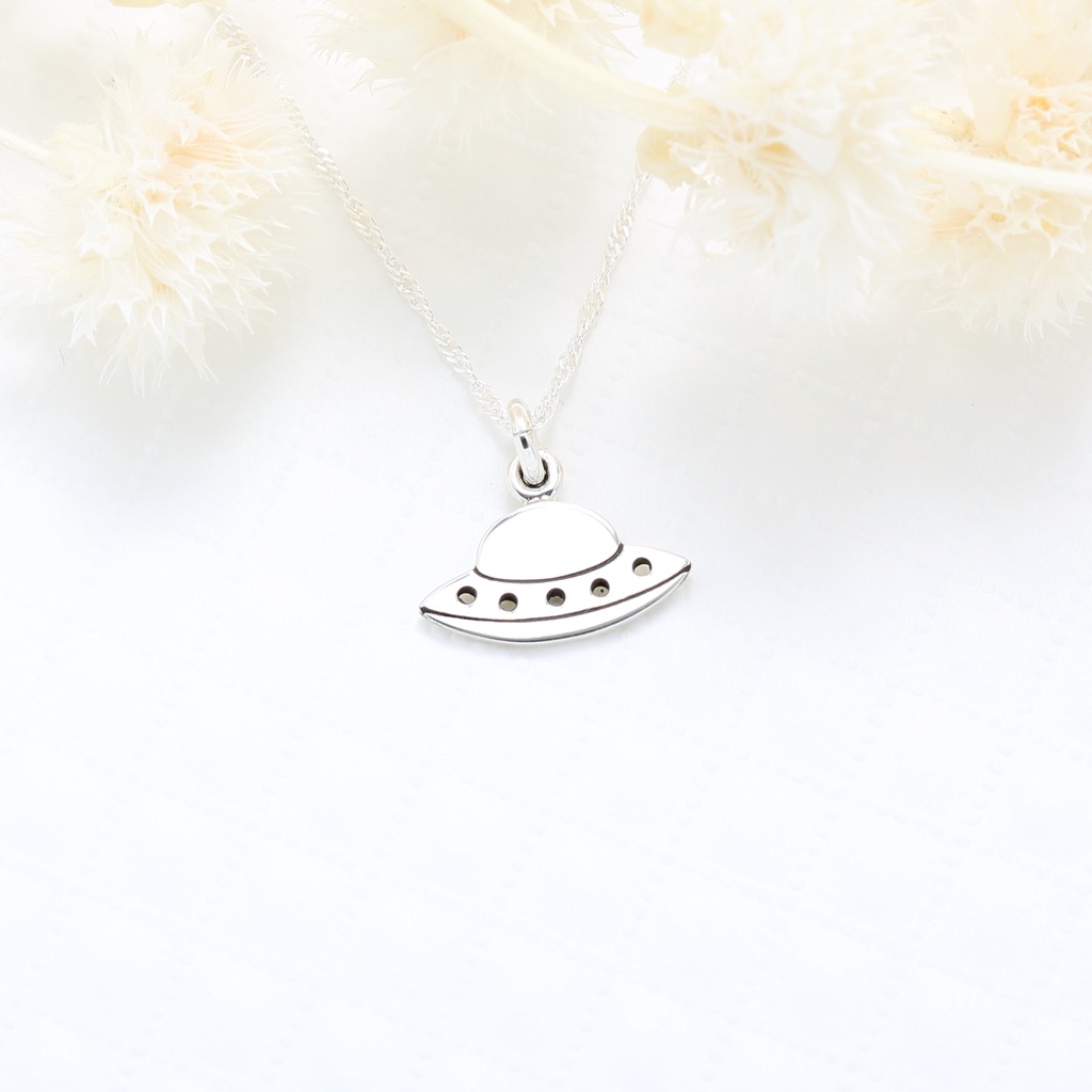 【Angel & Me】Alien UFO Flying Saucer s925 sterling silver necklace Birthday gift, , large