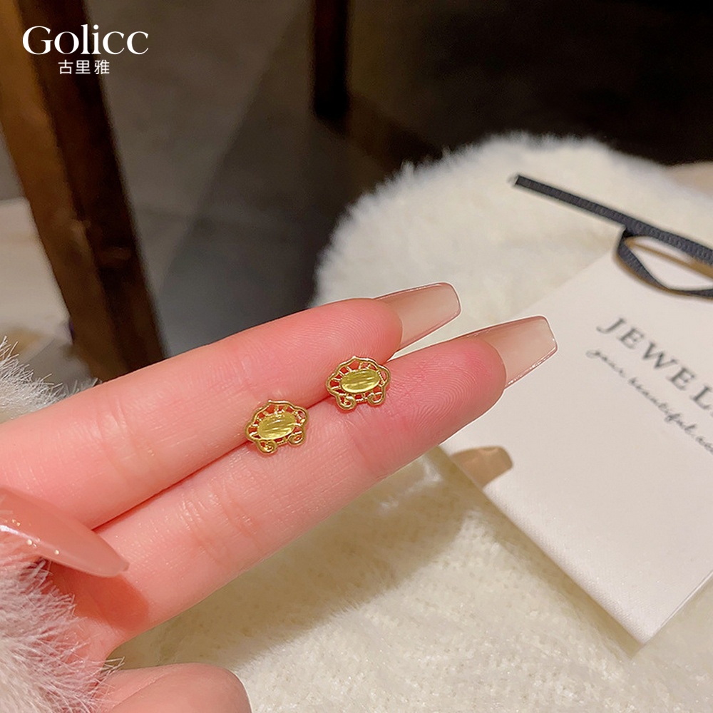 【Gulicc 】古莉可 耳環 小巧如意鎖貓眼石耳環, , large