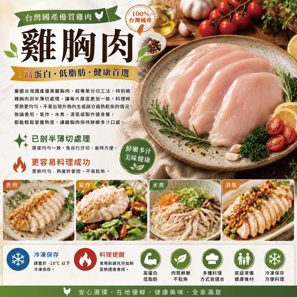 約克街肉鋪 台灣國產薄切雞胸肉2片(110g&plusmn;10%/片/2片1包)_任選, , large