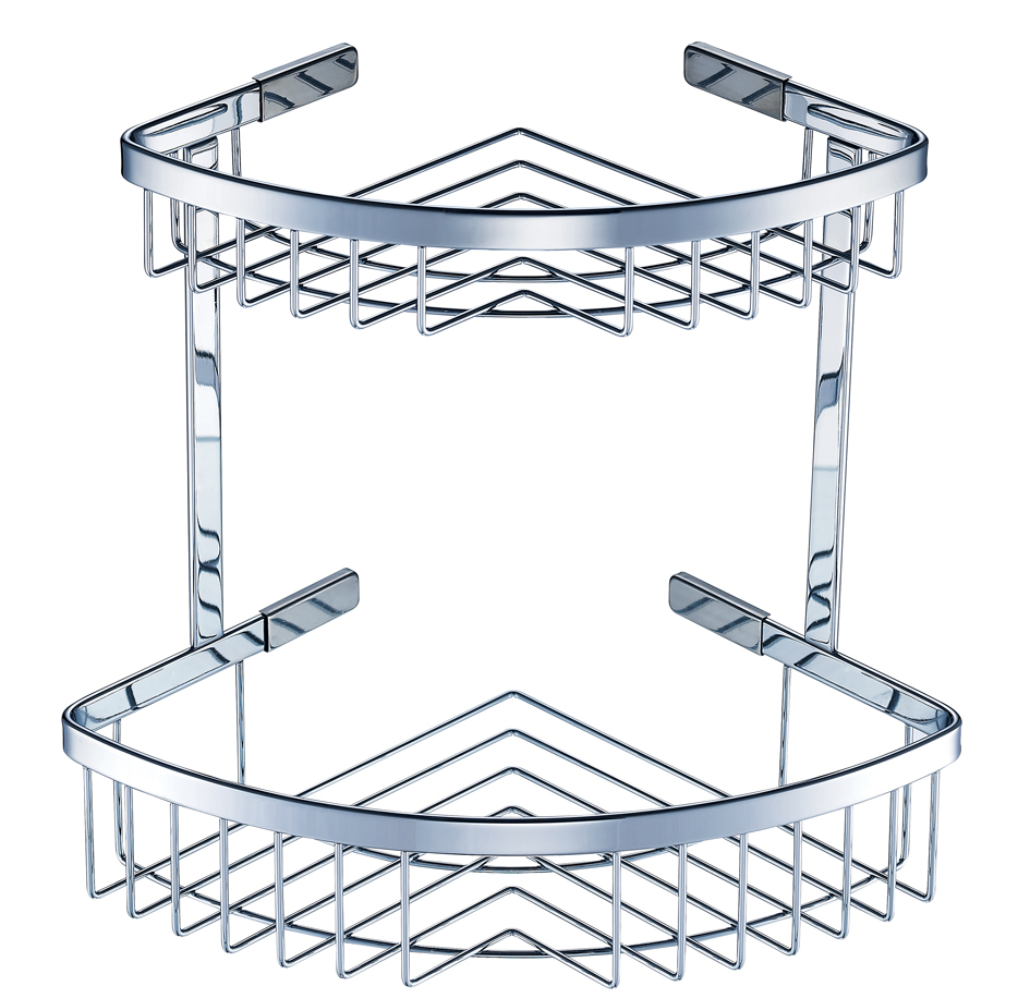 Stainless steel double-layer corner shelf, , large