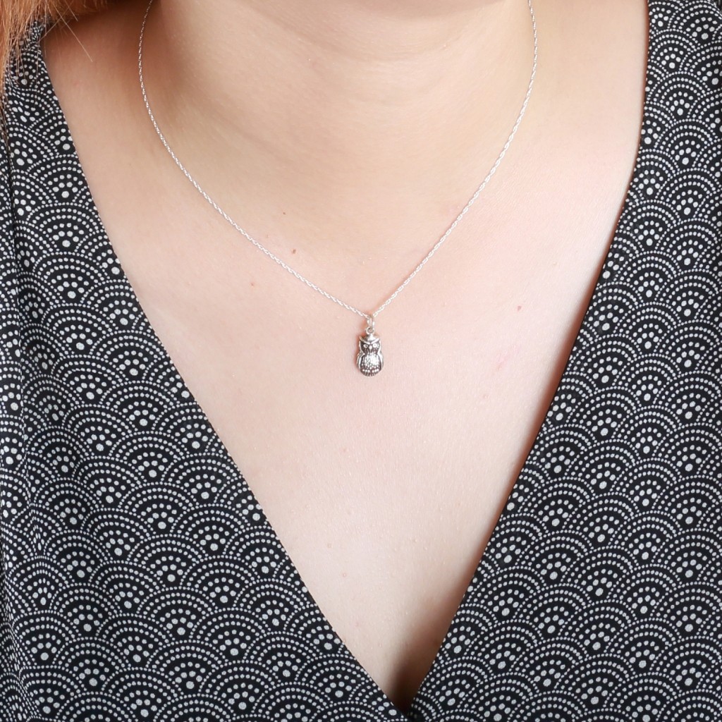 【Angel & Me】Cute Owl s925 sterling silver necklace Valentine Day birthday gift, , large